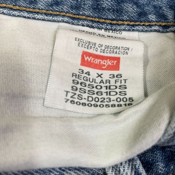 Vintage Wrangler Jeans Mens 32x35 Light Wash Distressed Vintage Wrangler Jeans - Picture 16 of 16